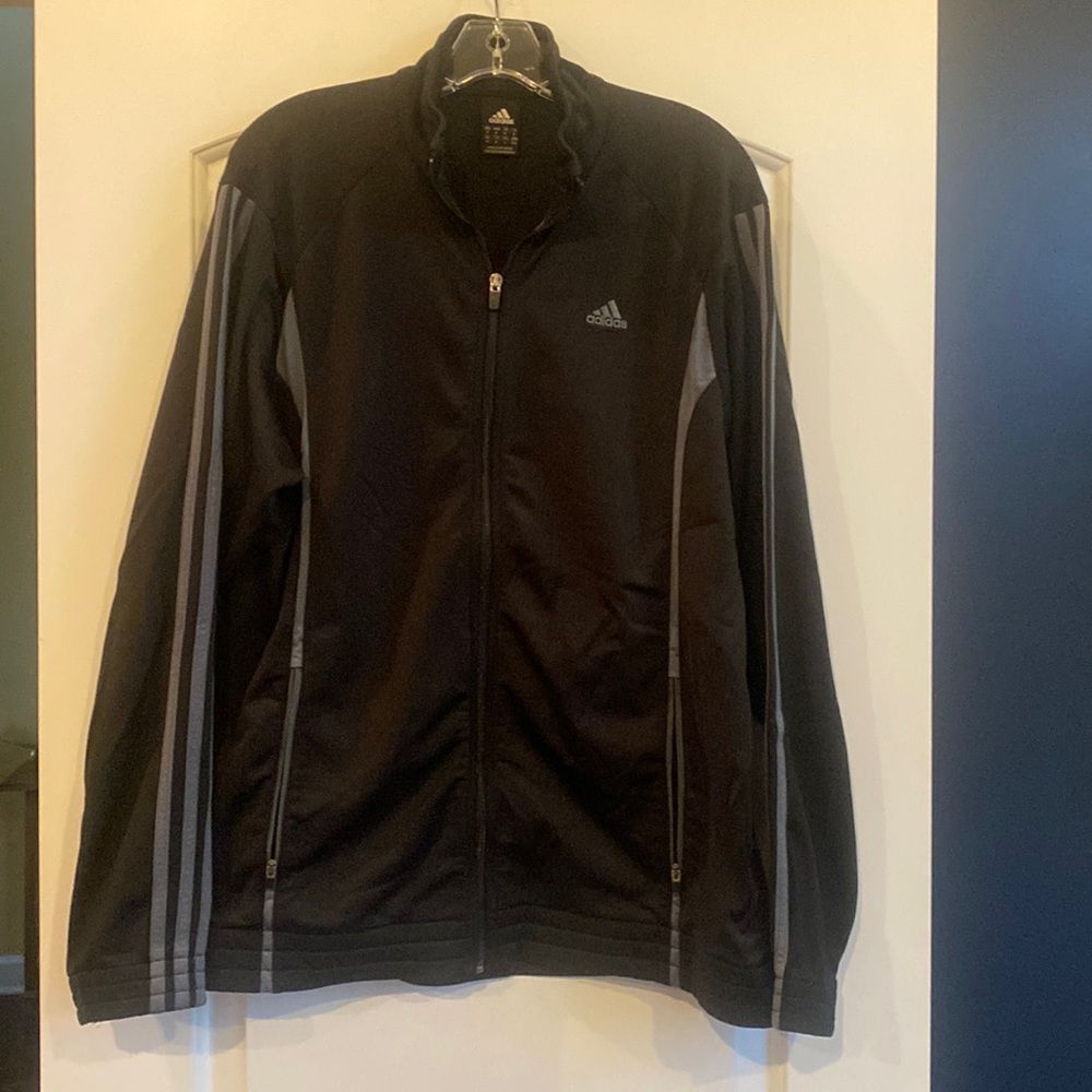 Vintage Black & Grey Adidas Zip up Mens Medium